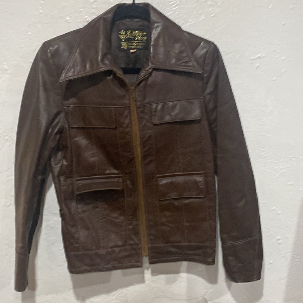 Vintage The Leather Shop Sears Brown Leather Jacket Size 36 Like New